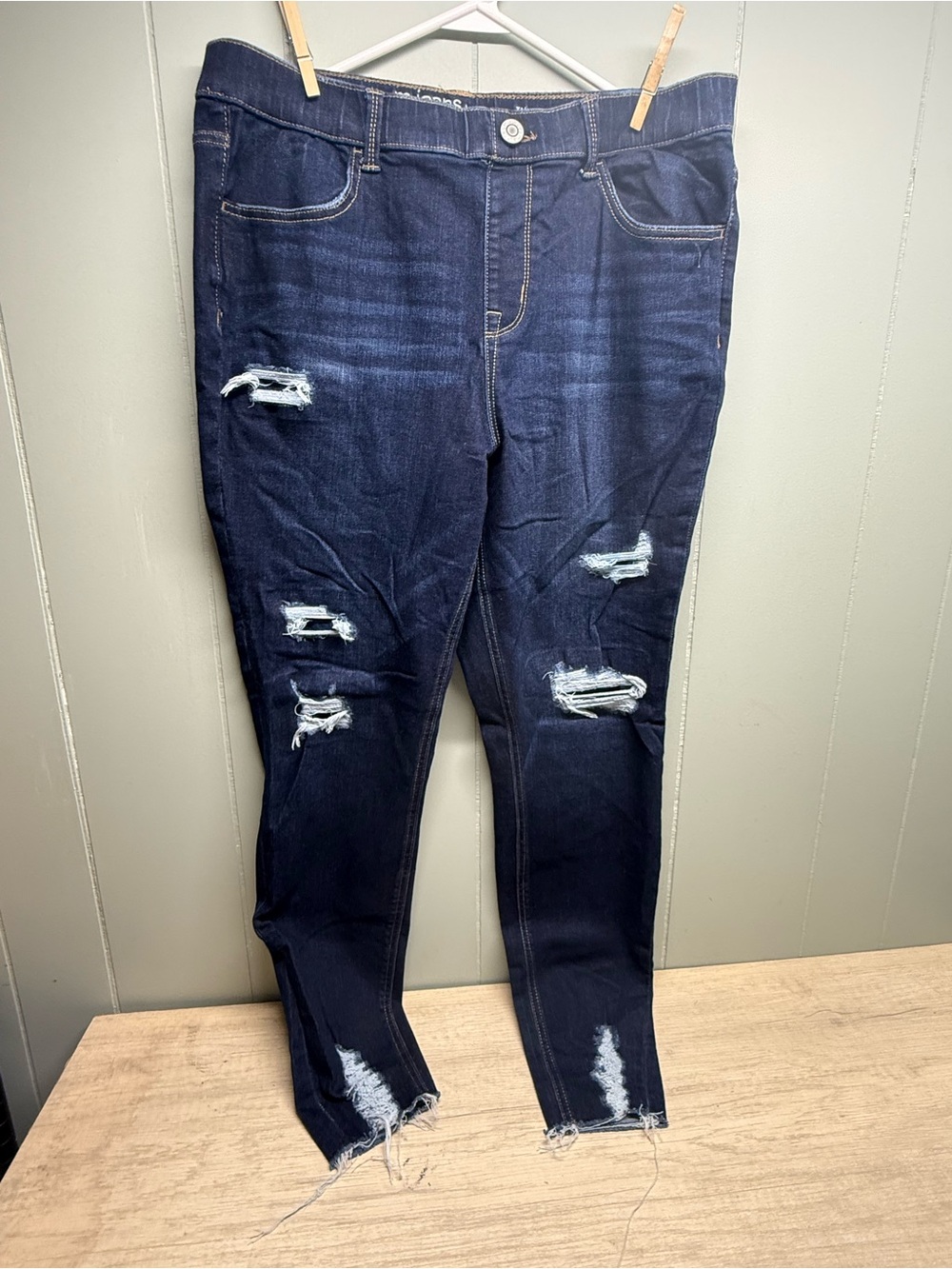 Maurices Dark Blue Distressed Skinny Jeans